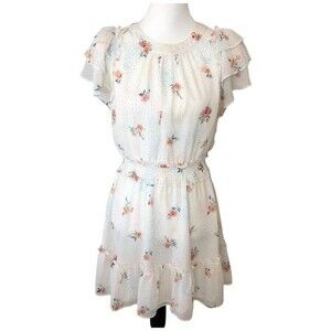 FATE Short Ruffle Sleeve Floral Coastal Cowgirl Tiered Ruffle Mini Dress Size‎ M